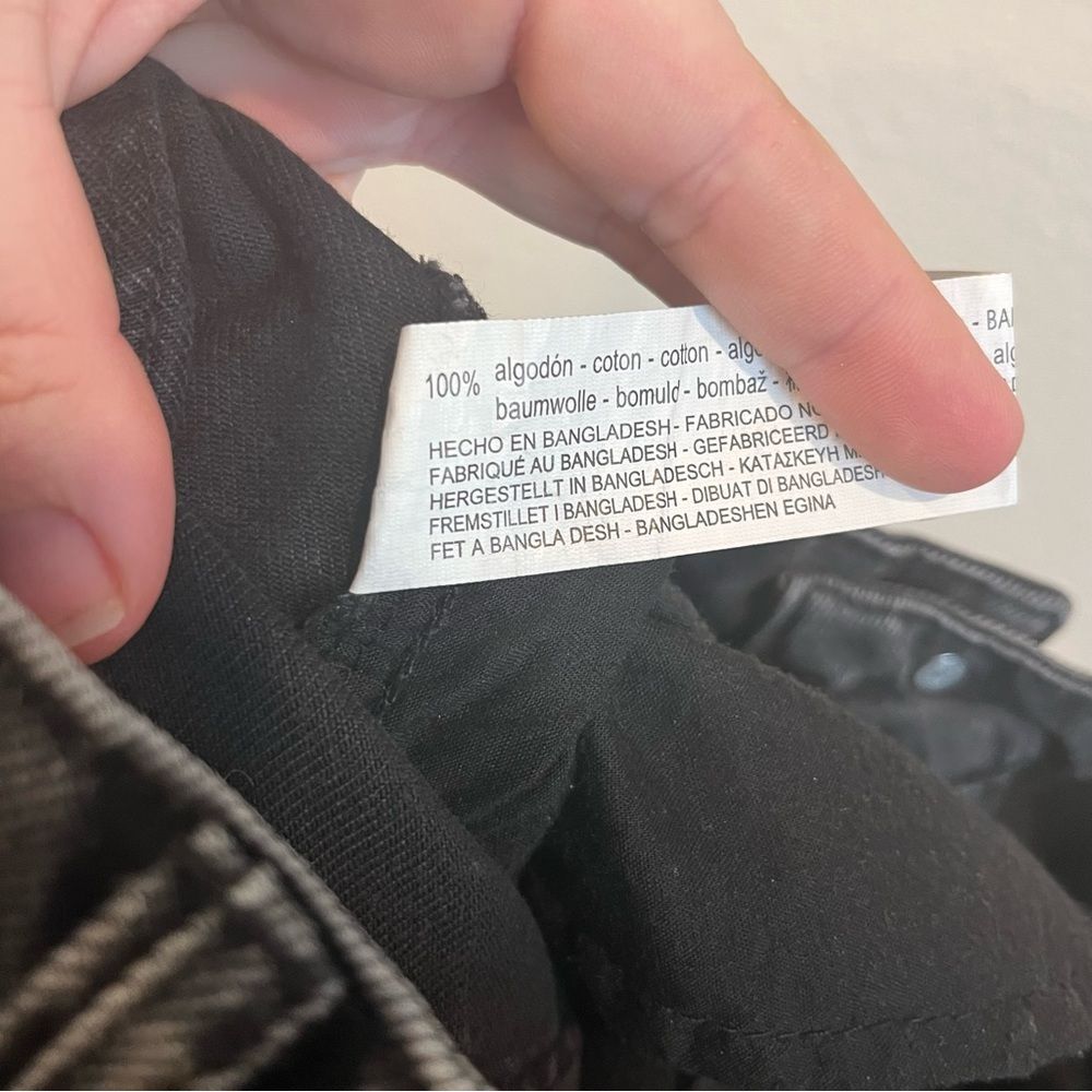 Bershka charcoal gray black straight cropped jeans distressed raw hem size 4 - Picture 12 of 12